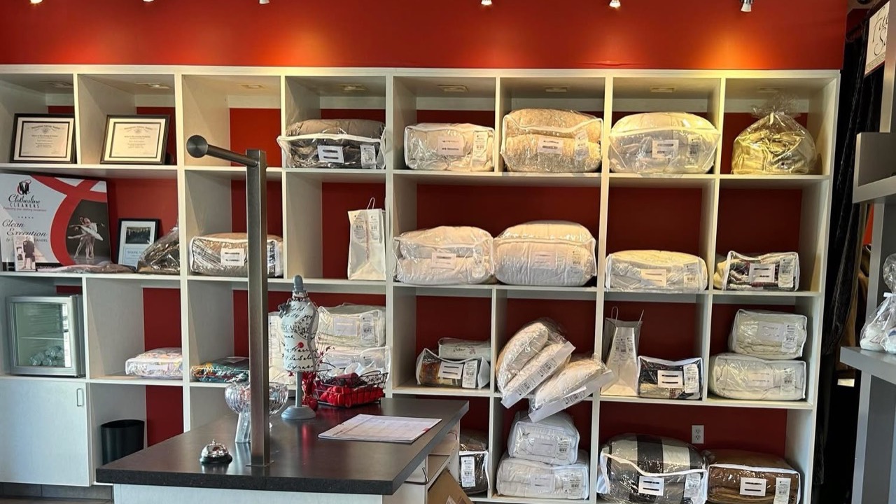 Household bedding and blankets ready for cleaning at Clothesline Cleaners
