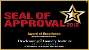 Seal of Approval for garment cleaning and customer service
