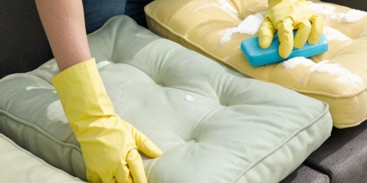 Professional cleaning of outdoor cushions
